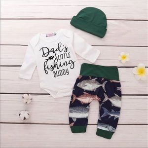 Newborn Baby Boy Fishing Tops Bodysuit Romper